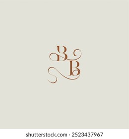 monograma estilo de casamento logotipo conceito inicial com linha fina BB carta curvilínea moderna contemporânea
