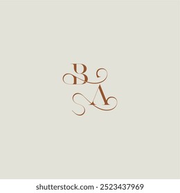 monograma estilo de casamento logotipo conceito inicial com linha fina BA carta curvilínea moderna contemporânea