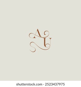 monograma estilo de casamento logotipo conceito inicial com linha fina AU carta curvilínea moderna contemporânea