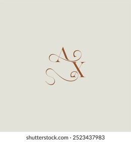 Monogramm Hochzeit Stil Logo Konzept mit dünnen Linie AX zeitgenössisch modernen kurvigen Buchstaben