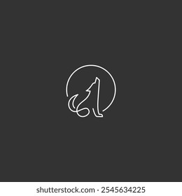 monogram wolf line logo vector