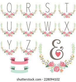 Monogram Wreath Table Card Q to Z