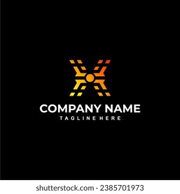 
Diseño de logotipo Monograma x con color de gradiente rojo amarillo sobre fondo negro