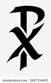 Monogramma Christi. Monogram of Jesus Christ (Christogram). Christian Sacred Chi Rho Symbol