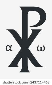 Monogramma Christi. Monogram of Jesus Christ (Christogram). Christian Sacred Chi Rho Symbol
