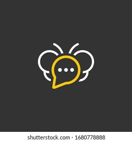 A monogrammed butterfly logo with a chat bubble icon in the center.
