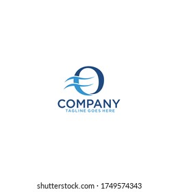 Monogrammed FO logo with a blue water style design template