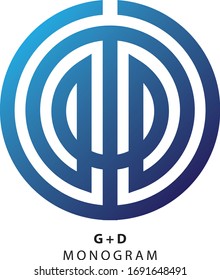 Monograms of the letters G and D. This monogram logo can be used for a brand with the prefix name G and D for the next name. This monogram is also suitable for one's personal branding