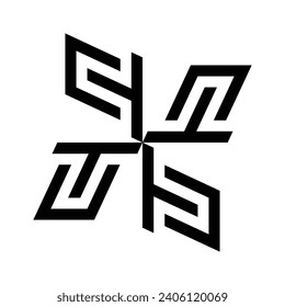 MONOGRAMS LOGO CERAMIC DESIGN IN THE SHAPES OF THE LETTERS "U" AND "T". WHITE BACKGROUND.
