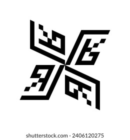 MONOGRAMS LOGO CERAMIC DESIGN IN THE SHAPES OF THE LETTERS "L" AND "R". WHITE BACKGROUND.