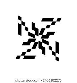 EL DISEÑO CERAMICO DE LOGOTIPO DE MONOGRAMOS QUE FORMA EL NÚMERO "2" Y ESTÁ ROTADO. FONDO BLANCO.