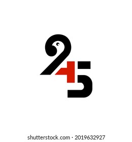 monograms are the numbers two, four and five. In number two it resembles a bird's head