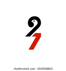 monograms are the numbers two and seven. In number two it resembles a bird's head