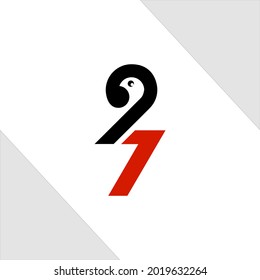 monograms are the numbers two and seven. In number two it resembles a bird's head