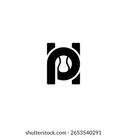 The monogram-style padel logo features the letters H and P, forming the symbol of a padel racket and ball. Simple, professional, and perfect for a modern sports brand