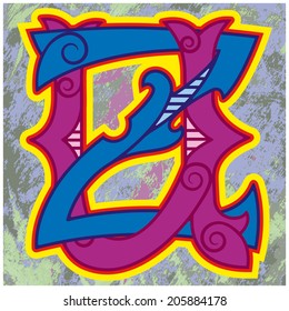 Monogram,U,Z Two letters woven into a single ensemble,vector illustration.