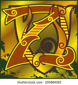 Monogram,V,Z Two letters woven into a single ensemble,vector illustration.