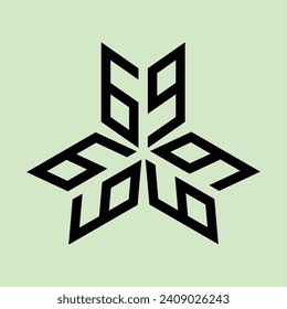 MONOGRAPHIC DESIGN THAT FORMS THE NUMBERS "6" AND "9" WHICH ARE ROTATED. LIGHT GREEN BACKGROUND.