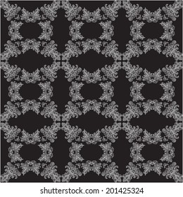 Monohrome vector seamless pattern with ornate detailed ornament. Useful for packaging, invitations, gift cards etc. Vector illustration hand-drawn vintage baroque seamless print.