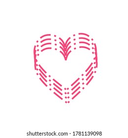 Monoline 3D dimensi view hearts logo