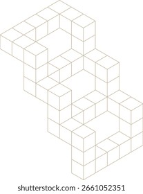 Monoline 3D Isometrische Geometrische Form Design Element