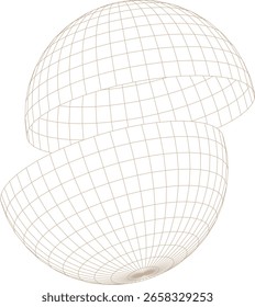 Elemento de design de estrutura de arames de malha de esfera 3D monolítica
