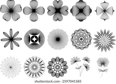 Monoline, abstract design elements, set of sheometric elements for packaging, patterns, ornaments, logos. Combine, change color