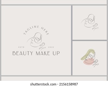 Monoline abstract set logo template for women illustrations