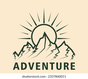 Monoline Adventure logo. Perfect for T-shirt Design