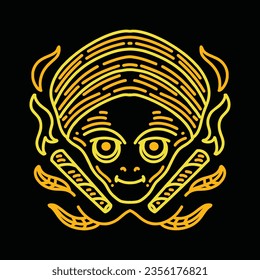 Monoline Alien Smoke Cigarette Vector Graphic Design illustration Emblem Symbol and Icon