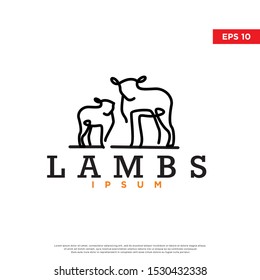 monoline animal lamb logo. scrabble art style. modern icon, template design
