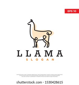 monoline animal llama logo. scrabble art style. modern icon, template design