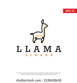 monoline animal llama logo. scrabble art style. modern icon, template design