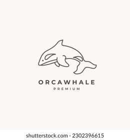 monoline animal logo orca whale minimalist