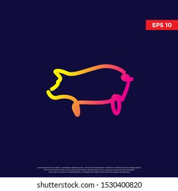 monoline animal pig logo. scrabble art style. modern geometric logo design