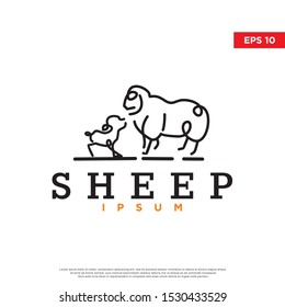 monoline animal sheep logo. scrabble art style. modern icon, template design