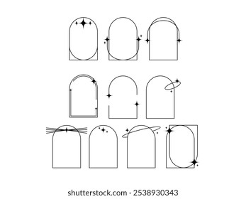 Monoline Arch Frame Illustration Element Set