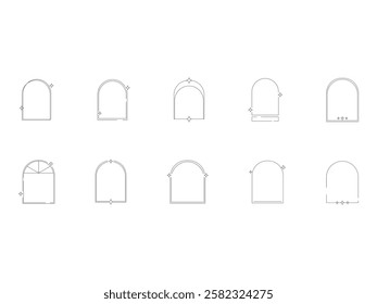 Monoline Arch Frame Illustration Element Set