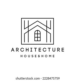 Monoline Architecture Logo Design Vector illustration Vintage symbol emblem