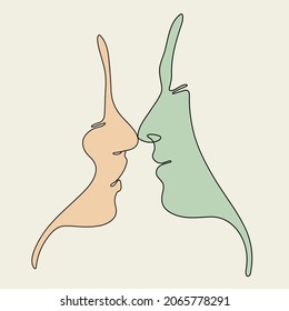 Monoline art of couple of lovers