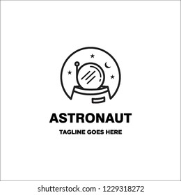 monoline astronaut logo icon vector