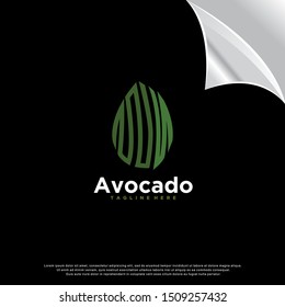 monoline avocado logo. modern design. vector icon illustration