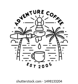 monoline badge, coffee and beach theme