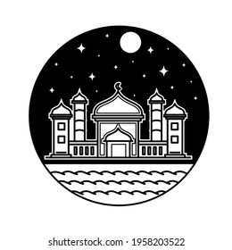 Monoline Badge Desain of Mosque
