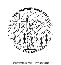 Monoline badge design, included libery statue 