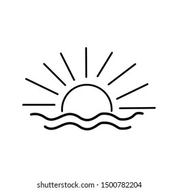 monoline badge design. vector element - sun and waves.