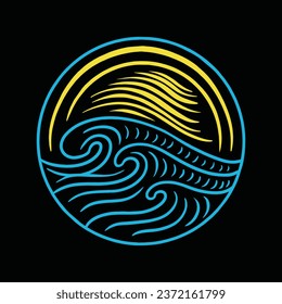 Monoline Beach Vector Graphic Design illustration Emblem Symbol and Icon