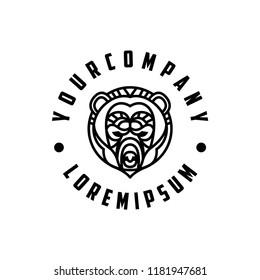 Monoline Bear Mascot Logo