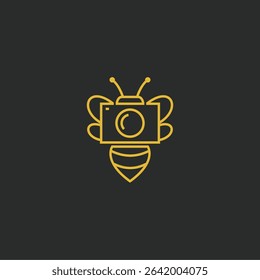 Monoline Bee Camera Minimalist Logo Vector