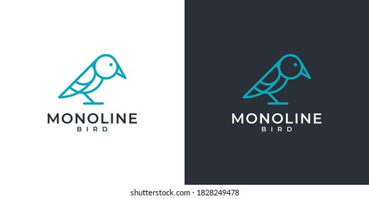 Monoline bird logo illustration vector graphic design in line style